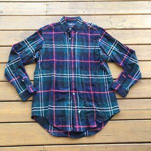 Ralph Lauren Dark Flannel Like Plaid Button-Down Shirt
